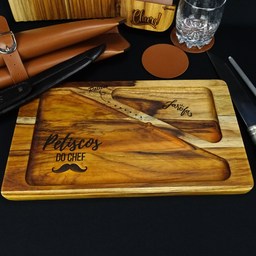 Tábua Petisqueira Teca Aperitivo Queijo Churrasco Cor Marrom - 2
