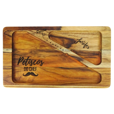 Tábua Petisqueira Teca Aperitivo Queijo Churrasco Cor Marrom