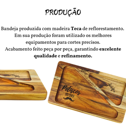 Tábua Petisqueira Teca Aperitivo Queijo Churrasco Cor Marrom - 3