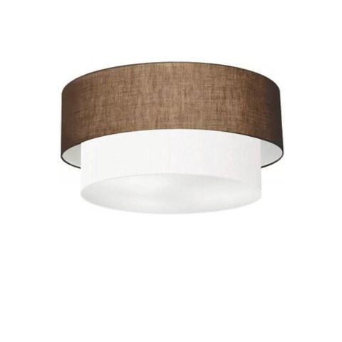Plafon de Teto Md-3017 Duplo Cilíndrico com Cúpula em Tecido Resistente À Maresia Café-Branco