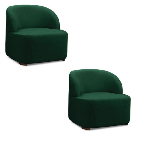 Poltrona Decorativa Orgânica Kit 2 Diully Bouclê Verde E03 - D’Rossi