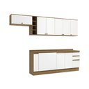 Ver imagem 3 de Armário de Cozinha Completa 3 Gavetas 100% Mdf 300cm Nogueira/branco Celeste Kappesberg