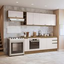 Ver imagem 5 de Armário de Cozinha Completa 3 Gavetas 100% Mdf 300cm Nogueira/branco Celeste Kappesberg
