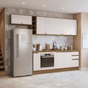 Ver imagem 1 de Armário de Cozinha Completa 3 Gavetas 100% Mdf 300cm Nogueira/branco Celeste Kappesberg