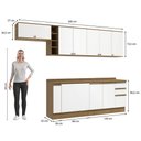 Ver imagem 6 de Armário de Cozinha Completa 3 Gavetas 100% Mdf 300cm Nogueira/branco Celeste Kappesberg