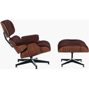 Ver imagem 1 de Poltrona Charles Eames com banqueta madeira Pau-ferro em couro legítimo Bordô