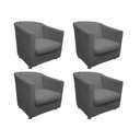 Ver imagem 1 de Kit 4 Poltronas Decorativa Biane Suede Cinza Pés Cromado Mz Decor