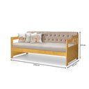 Ver imagem 4 de Sofá Cama Dublin Mona Estofado Capitonê Veludo Bege Madeira - Imbuia