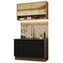 Ver imagem 2 de Cozinha Compacta Madesa Agata 120002 com Armário e Balcão (Sem Tampo e Pia) Rustic/Preto Cor:Rustic 