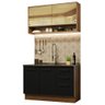 Cozinha Compacta Madesa Agata 120002 com Armário e Balcão (Sem Tampo e Pia) Rustic/Preto Cor:Rustic  - 2