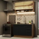Ver imagem 1 de Cozinha Compacta Madesa Agata 120002 com Armário e Balcão (Sem Tampo e Pia) Rustic/Preto Cor:Rustic 