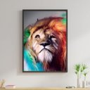 Ver imagem 1 de Quadro Leão Juba Colorida 24x18cm - com vidro:Madeira preta