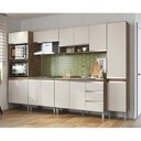 Ver imagem 1 de Cozinha Modulada Athena 6 Peças 2 Balcões 2 Armários Torre Quente e Paneleiro Bege/Itaúba/Off White