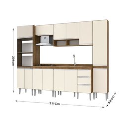 Cozinha Modulada Athena 6 Peças 2 Balcões 2 Armários Torre Quente e Paneleiro - 3