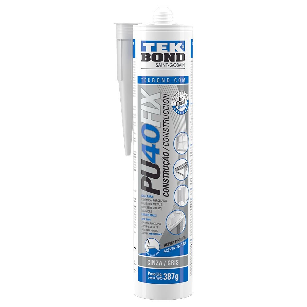 4 Adesivo Multiuso Pu40 Fix Selante Cinza Tekbond 387G 280Ml - 1