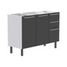 Gabinete Cozinha para Pia 1.2M Verona Colormaq 2 Portas 3 Gavetas Aço Grafito - 2
