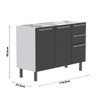 Gabinete Cozinha para Pia 1.2M Verona Colormaq 2 Portas 3 Gavetas Aço Grafito - 6
