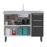 Gabinete Cozinha para Pia 1.2M Verona Colormaq 2 Portas 3 Gavetas Aço Grafito - 5