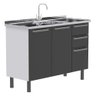 Gabinete Cozinha para Pia 1.2M Verona Colormaq 2 Portas 3 Gavetas Aço Grafito - 4