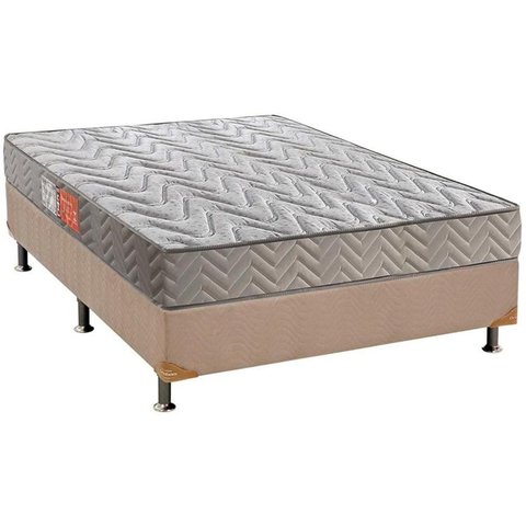 Cama Box Casal: Colchão Espuma D45 Paropas Pasquale + Base CRC Suede Clean(138x188)