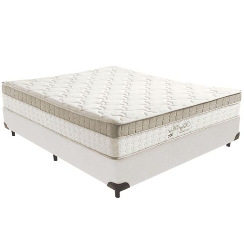 Cama Box Branco e Colchão King Best Molas Ensacadas Casal 138x188x33 Anjos