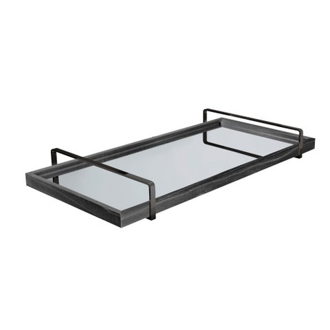 Bandeja Decorativa Espelhada Lf017 Preto/preto