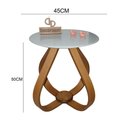 Ver imagem 2 de Mesa Lateral Cebola com Vidro 45cm 50cm Off White