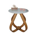 Ver imagem 1 de Mesa Lateral Cebola com Vidro 45cm 50cm Off White