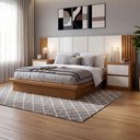 Ver imagem 1 de Cama Queen Japonesa com Cabeceira e 2 Mesas de Cabeceira Conjunto Completo Quarto Dalla Costa 100%
