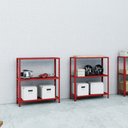 Ver imagem 2 de Estante Aço 3 Prateleiras Livros Cozinha Quarto Eaf007 Vermelho
