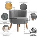 Ver imagem 3 de Kit 3 Cadeiras para Sala de Espera Tecido Veludo Luxuoso Pés de Madeira Natural Suporta 120 Kg