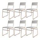 Ver imagem 1 de Kit 6 Cadeiras Málaga Corino Branco Base Cobre para Mesa Sala Cozinha - Cobre-Branco