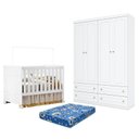 Ver imagem 1 de Berço Americano Katatau Branco Acetinado - Reller e Guarda Roupa Infantil Americano 4 Portas