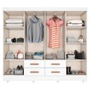 Ver imagem 4 de Guarda Roupa Casal Porto 8 Portas com Cômoda 4 Gavetas 2 Portas e Armário Multiuso Lite Branco Brilh