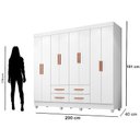 Ver imagem 3 de Guarda Roupa Casal Porto 8 Portas com Cômoda 4 Gavetas 2 Portas e Armário Multiuso Lite Branco Brilh