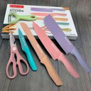 Ver imagem 2 de Jogo de Facas Coloridas Tesoura 6 Peças Cozinha Chef Colorido