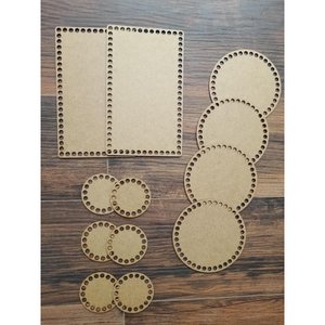 Base de Mdf para Crochê Diversas Medidas - Kit com 16 Unidades