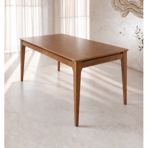 Mesa de Jantar Addar 135cm para 6 Lugares – Base em Madeira Maciça e Tampo MDF Canella