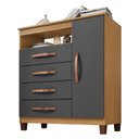 Ver imagem 1 de Cômoda Sapateira Cannes Carvalho Americano Grafite - Incorplac