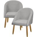 Ver imagem 1 de Kit 2 Banqueta Poltrona Lua Bouclê Ideal para Sala Penteadeira ou Salão:cinza Claro