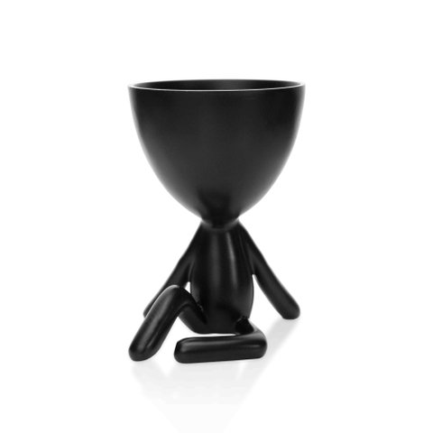 Vaso Decorativo Bob Robert Plant em Poliresina Preto 14,5x11x12 cm - D’Rossi