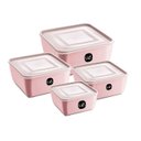 Ver imagem 1 de Kit 4 Potes Porta Mantimentos Quadrado Premium Multiuso Uz Uz298 - Rosa