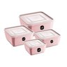 Kit 4 Potes Porta Mantimentos Quadrado Premium Multiuso Uz Uz298 - Rosa - 1