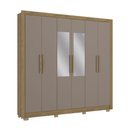 Ver imagem 1 de Guarda Roupa Casal 6 Portas com Pés e Espelhos 232cm Cb01m569 Kappesberg - Nogueira/fendi