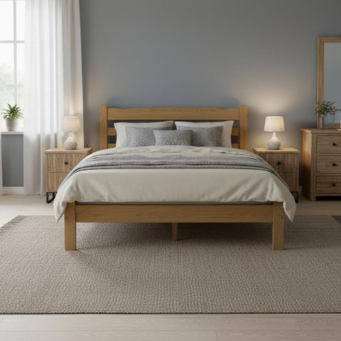 Cama King Esmeralda Madeira Maciça Resistente Nogueira