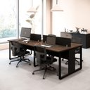 Ver imagem 1 de Mesa de Trabalho Plataforma 4 Lugares 2,40 m X 1,20 m Design Industrial com Caixas de Tomadas e