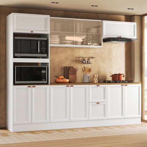 Cozinha Completa Modulada Americana com Vidro Reflecta 5 Peças Yescasa