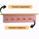 Ver imagem 3 de Cabideiro de Parede Infantil com Prateleira Auxiliar Rosa