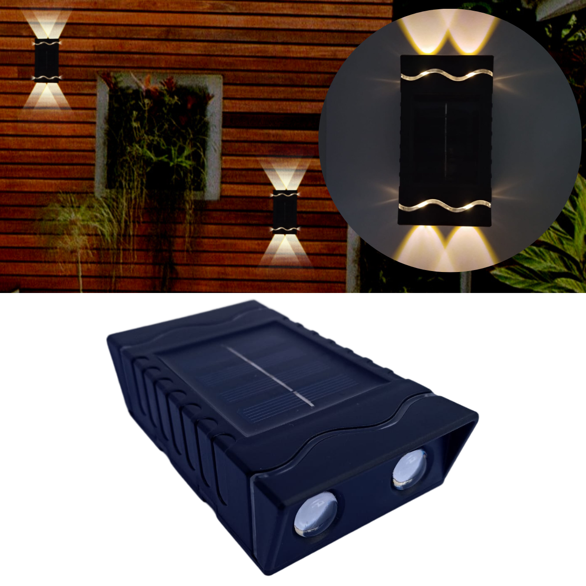 Kit 4 Mini Arandelas Retangulares Led Slim Solar De Sobrepor Com Luz