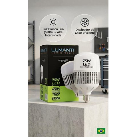 Lâmpada LED Bulbo 75W 6500k Autovolt (100V~240V)